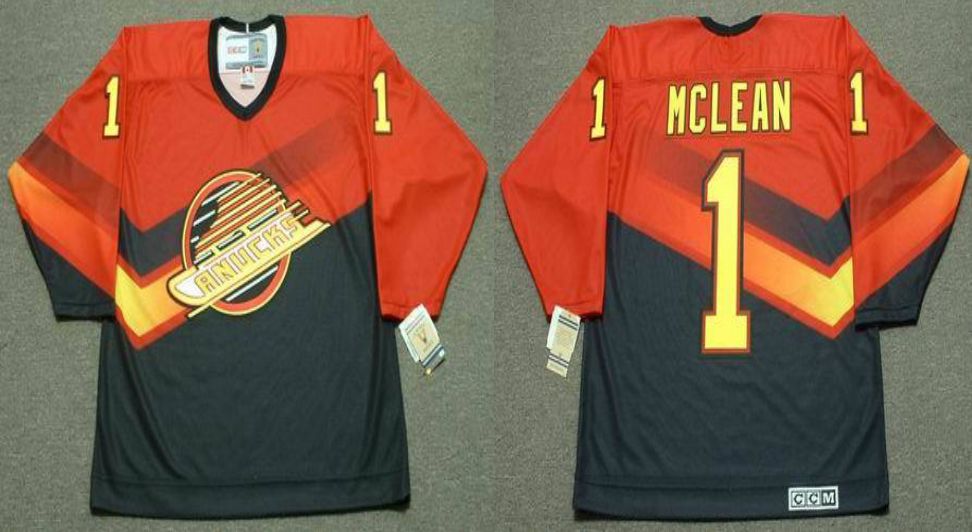 2019 Men Vancouver Canucks #1 Mclean Orange CCM NHL jerseys->vancouver canucks->NHL Jersey